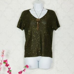 Soldier Green Philosophy Sequin Top